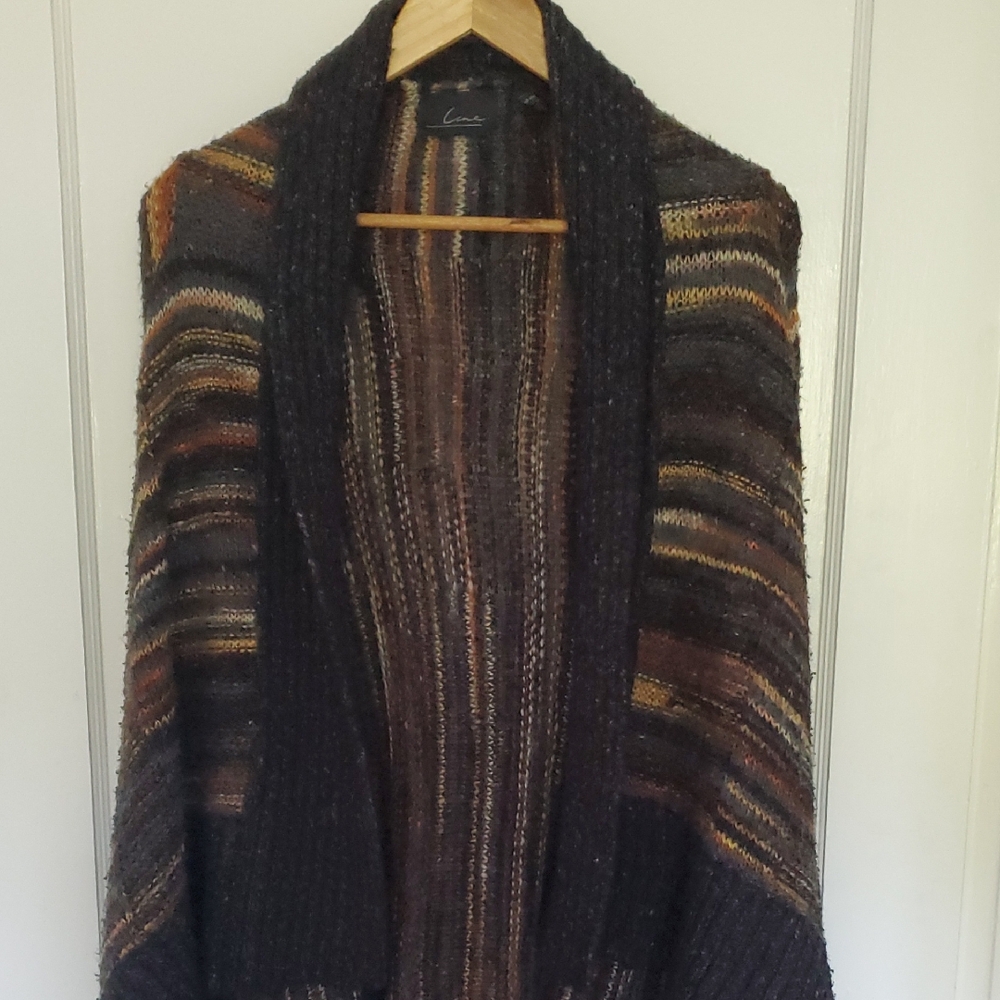 Elegant Brown and Black Cardigan Sweater From Line